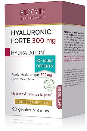 BIOCYTE Pack Hyaluronic Forte - Integratore alimentare anti-invecchiamento e idratazione della pelle - acido ialuronico - 90 capsule - programma di 3 mesi
