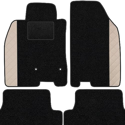 moto-MOLTICO Fußmatten Auto Velours Autoteppiche Schwarz Automatten Set 4-teilig - Auffälliges Design - passend für Renault Captur 2014-2019 (Beiges Muster)