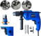 850W Cored Hammer Drill with 360° Rotating Handle, 2 in 1 Impact Drill 3000 RPM Variable Speed, 3PCS Drill Bits for Drilling Wood, Steel, Concrete