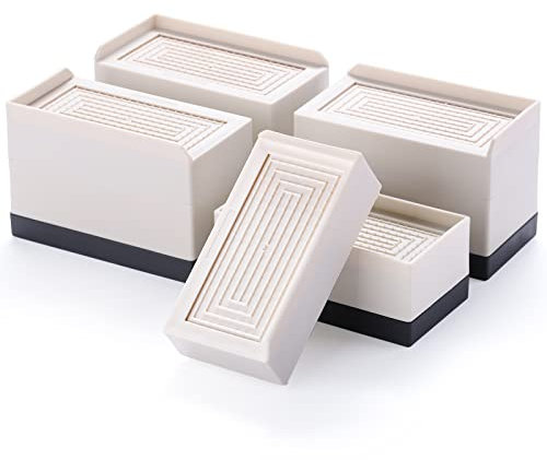 INOVASHON Adjustable Bed Risers 3 Inch, Heavy Duty Furniture Risers with Space Saving, Non-slip Soft Risers up to 1100Lbs, Sofas Risers, Decorative Furniture Risers for Desk Sofa Table Legs Risers