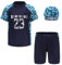 iEFiEL Kinder Jungen Bademode Streifen Schwimmanzug Einteiler UV Schütz Bade-Set Langarm Badeshirt Badeshorts mit Badekappe Tarn Grün 116-122
