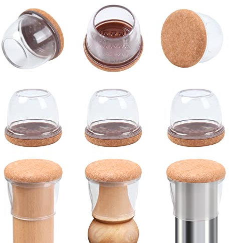RCHYFEED 30-40mm Stuhlbeinkappen Filz für Boden Stuhlbeingleiter, 24 STK Silikon chutzkappen für Stuhlbeine Tischbeine Stumm Kratzfest, Stuhlbeinschoner Möbelbeinkappen Filzgleiter für Stühle
