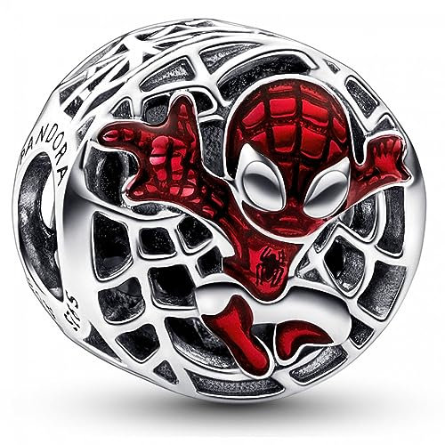 PANDORA Marvel Spider-Man Lebhafte Stadt Charm aus Sterling-Silber, aus der Marvel x Collection, kompatibel Moments Armbändern, 792350C01