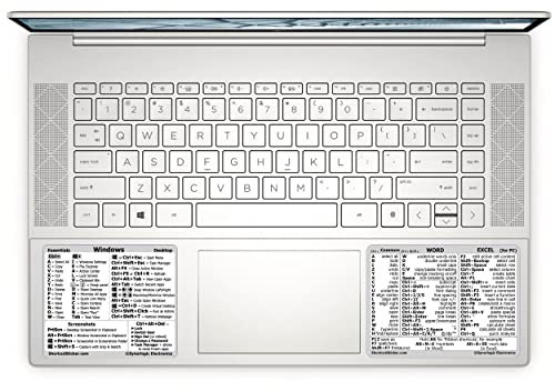 SYNERLOGIC (2 sets) Windows + Word/Excel (for PC) Shortcuts Stickers Bundle | No-Residue Laminated Vinyl Cheatsheet Windows Keyboard Stickers 89 x 76mm + 102 x 76mm (White, Large, 2 sets)