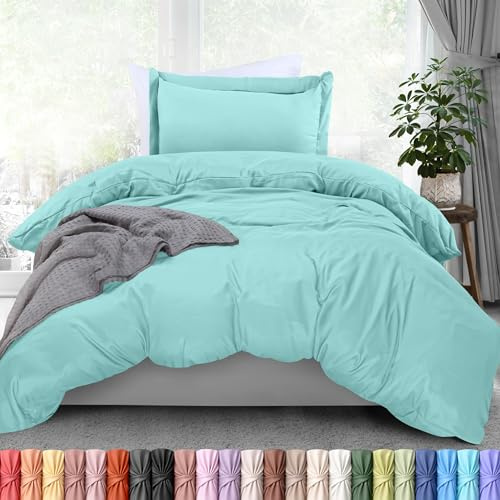 Utopia Bedding Duvet Cover Twin Size - 2 Piece with Zipper Closure - 1 Comforter Cover 68X90 Inches & 1 Pillow Sham 20X26 Inches (Spa Blue) Comforter Not Included