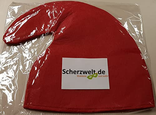 Scherzwelt.de Kostüme und mehr Zwergenmütze für Erwachsene - Zwergen Hut Mütze - Gnommütze - Zwerg rot