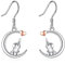 Elefant Ohrringe 925 Sterling Silber Mond Hängend Ohrhänger Schmuck Elefant Geschenk für Damen Mädchen