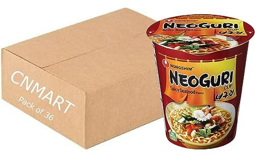 Nong Shim Neoguri Hot Spicy Seafood Flavour Instant Noodle Cup 62g (Pack of 36)