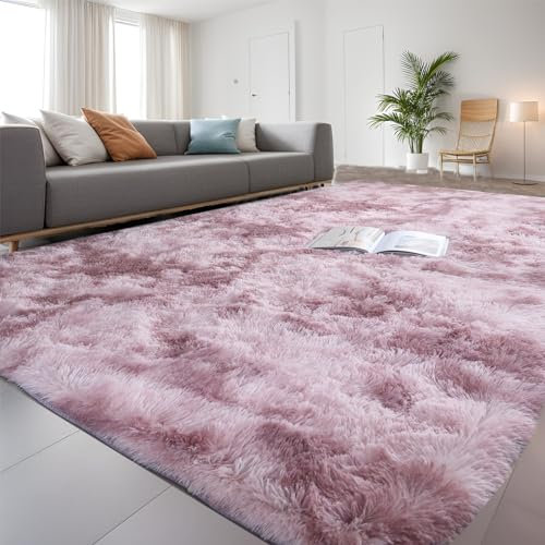 QUINZI Tapis Moelleux Shaggy Moderne Moelleux de Chambre de Salon Tapis antidérapant en Fourrure synthétique(Rose, 160 x 230)