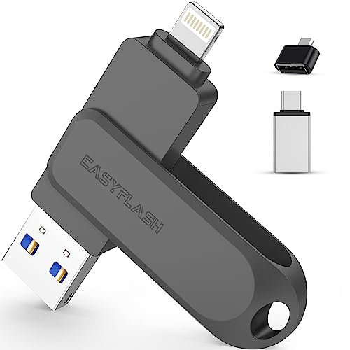 Chiavetta Usb 512gb Per iPhone, Mfi Certified Lightning Memoria Esterna Pen Drive 512gb Penna Usb Chiavette Usb Pendrive 4 In 1 Per iPhone,iPad,iOS,Macbook,Android,Pc(nero)