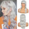 Moderne Vokuhila-Perücke, Stil für Damen, zottelig, mehrlagig, Ombré-Perücke mit graue Strähnen, gerader Wolfschliff, Bob-Perücke mit Pony, synthetische kurze Pixie-Schnitt-Perücke für