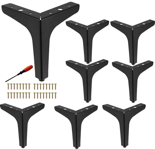EURXLQ 8 Metall Möbelfüße,Schrankfüße Belastbar Bis 800 KG,TV Lowboard Möbelfüsse,Schrankfüße für Schrank,Schubladen,Nachttisch,mit Schrauben,Schraubendreher (Schwarz, 15cm)
