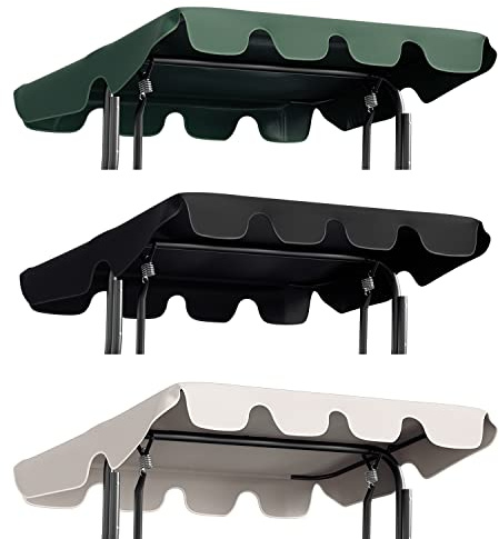 Herrselsam Hollywoodschaukel Dachbezug Wasserdicht Universal Ersatzdach Gartenschaukel 3 Sitzer UV-Schutz Ersatzdach für Hollywoodschaukel Beige 210x145cm