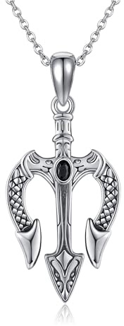 HUKKUN Poseidon Dreizack Halskette Sterling Silber Antike griechische Halskette Dreizack Schmuck Geschenk für Männer