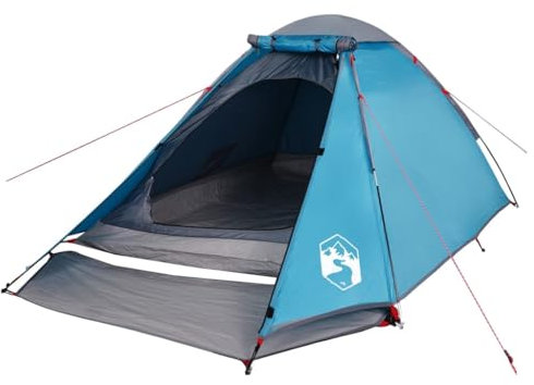vidaXL Kuppelzelt, Campingzelt für 4 Personen Wasserdicht, Outdoor Zelt mit Abnehmbarem Überzelt, Familienzelt Trekkingzelt Leicht Tragbar, Blau