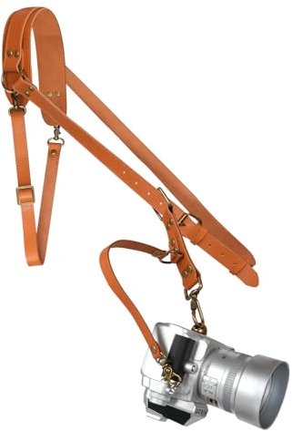 4J LEDR Leather Camera Harness for 1 Camera,Single Camera Strap for Photographers,Camera Shoulder Strap Quick Release DSLR, Tan, ADJUSTABLE CAMERA STRAP