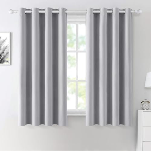 MIULEE Light Grey Blackout Curtains for Living Room 2 Panel Set, Premium Eyelet Curtains for Bedroom, Thermal Insulated Window Curtain Drapes, Black Out Curtain 54 Drop, Each Panel 46 x 54 Inches