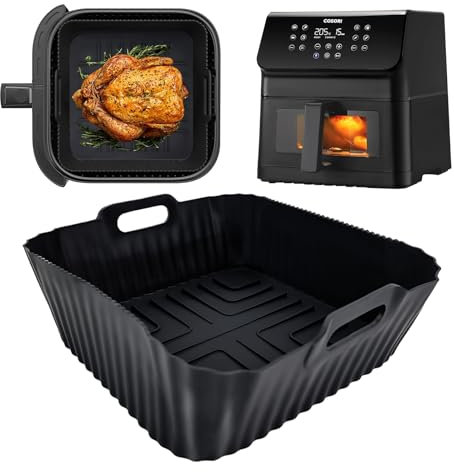 Moule Silicone Air Fryer for COSORI Air Fryer 6,2L, Réutilisable Airfryer Accessoires Plat Silicone for 6.2L CAF-P652-KEU AF180 4,7L AF140EU Friteuse Sans Huile