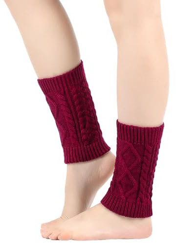 Damen Stulpen Gestrickt Beinwärmer Kurze Winter Warme Beinstulpen Legwärmer Strümpfe Knöchelwärmer Weich Tanzstulpen Ballettstulpen Stiefel Boot Abdeckung Weihnachtsstrumpf für Frauen (One Size)