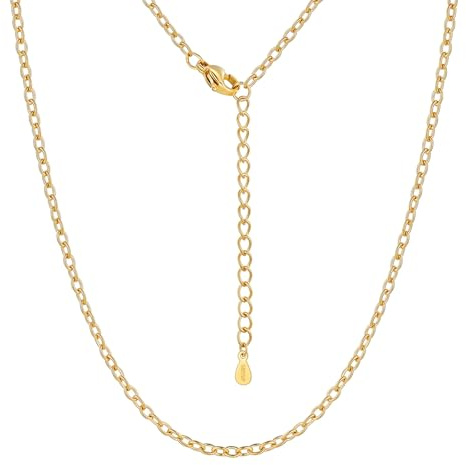 Silvora Kette Edelstahl 316L Damen 1mm/2.5mm Breit Halskette ohne Anhänger | Silber/Gold/Rosegold/Schwarz Rolokette Wasserfest 36cm bis 75cm Lange Verstellbar Choker Gliederkette für Anhänger Geschenk