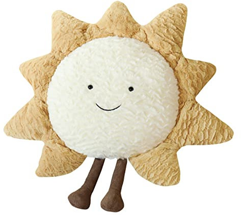 VKTY Plüschkissen in Stern- und Mondform mit Lächeln, Emoji, bequemes Baby-/Kinderzimmer, gefülltes Bodenkissen, Wurfkissen für Kinder, niedliches Kinderzimmer, Sofa, Leseecke, Dekoration (Sonne, 40