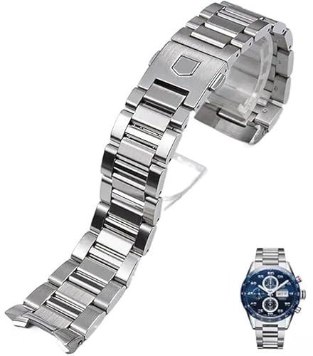London Craftwork 22 mm Edelstahl-Uhrenarmband für Tag Heuer Carrera CBN2A1D WAY201S Serie, Einheitsgröße, Edelstahl, Kein Edelstein