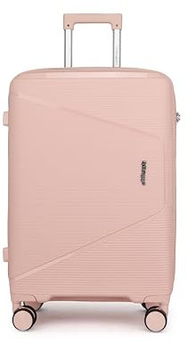 Fly Kite Luggage 24 Inch Medium Suitcase 100% Polypropylene, Hard Shell with Aluminium Trolley Handle, Real TSA 3 Digit Secure Lock 360° Smooth Wheels Lightweight Suitcase|Light Pink