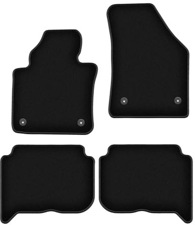 Wielganizator Velours Fußmatten passend für Volkswagen Touran I FL (2010-2015) | Qualität: Basic - Genaue Passform, rutschfeste Untregrund 4-teilig - Schwarz