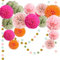 18 Pièces Deco Fete Decoration Anniversaire Rose, FORMVERSITY Pompon Papier de Soie Fleurs en Papier Crépon Vert, Decoration Mariage Deco Anniversaire, Deco Mariage Deco Bapteme Guirlande Anniversaire