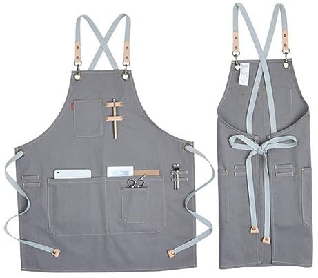 CIYODO Delantal de Cocina de Lona Ajustable para Adultos Industrial para Hornear y Jardinería