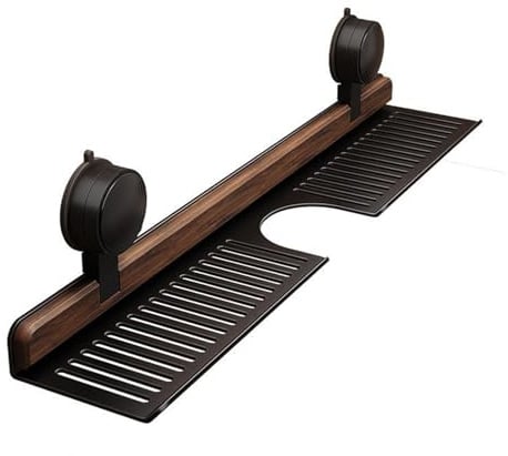 rongweiwang Waschbeckenregal ohne Bohren, Nussbaum, Badezimmer Aufbewahrungsregal mit Saugnapf, Badezimmer Waschbecken und Spülbecken Aufbewahrungsregal, Küche, Typ+3 50cm