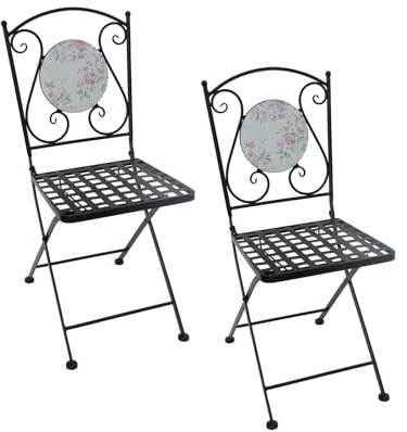HTI living Gartenstühle 2 Stück Celia Rosen Balkonstühle Gartenstuhl Metallstühle