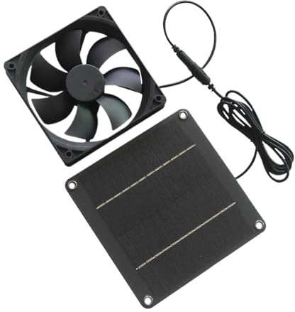 Doiyislem Solar Abluftventilator 20W Wasserdicht - Solargebläse Für Gartenhaus | Tragbarer Ventilator Für Gartenpavillon Haustierstall Haus Dach Hühnerstall Gewächshaus Garage Hundehütte