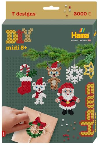 Hama Perlen 3455 Bügelperlen kleine Geschenkpackung mit ca. 2000 Bastelperlen mit Durchmesser 5 mm, Motiv Weihnachtszauber, kreativer Bastelspaß für Groß und Klein