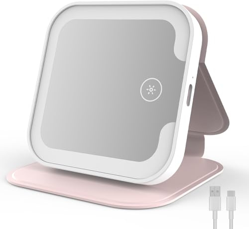 NEEWER Entry Level Version 4.4 Lighted Makeup Mirror Foco Luz LED & Aumento, Vanity Mirror Espejo Portátil Plegable Viaje Aumento, 3000mAh /3 Modo CCT/CRI90 para TikTok Beauty Bloggers Vloggers, N27