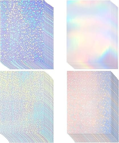 xiaoxiaozhijia Papel Adhesivo Holográfico Transparente Película Holográfico A4 Película Autoadhesivo Impermeable 6 Modelos 24 Hojas