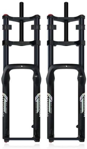 5.0 Tire Fat Bike Fork 26 Inch Bike Suspension Fork 190mm Travel Air Front Forks 1-1/8'' Straight Double Crown Downhill Forks Thru Axle 15*150mm Rebound Adjustment For DH Snow Beach E-Bike(Black)
