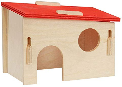 PETGARD Nagerhaus Kleintierhaus Schlafhaus Hamsterhaus Lucky - Maus - Flachdach, Rundbogen-Eingang, ohne Boden - Rot - L 16 x B 11 x H 10 cm