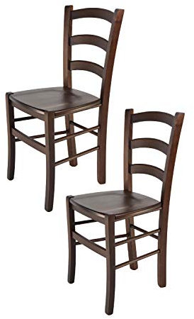 t m c s Tommychairs - 2er Set Stühle Venice für Küche und Esszimmer, robuste Struktur aus lackiertem Buchenholz im Farbton Dunkles Nussbraun und Sitzfläche aus Holz