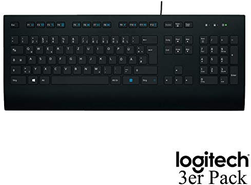 Logitech K280e Tastatur (Kabelgebunden, QWERTZ, Deutsche Layout) (Schwarz | 3er Pack)