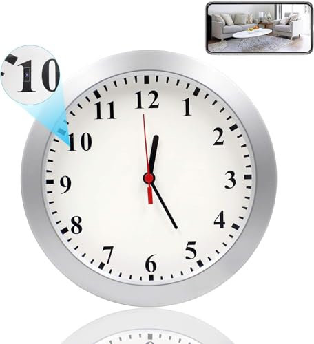 Jiyibidi WiFi Spy Camera Wall Clock, 1080P WiFi Security Hidden Camera Wall Clock Nanny Cam with Motion Detection Alarm, Indoor Covert Security Camera