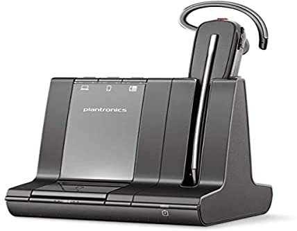 Plantronics DECT-Mono-Headset 'Savi W8240-M' konvertibel, mit Basisstation, Überkopfbügel + Nackenbügel und Ohrhaken, SoundGuard, Skype for Business, Schwarz