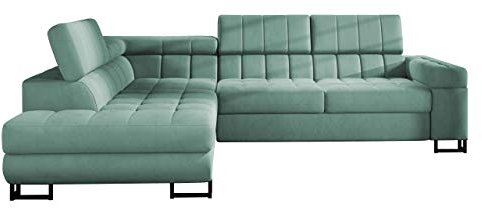 Mirjan24 Ecksofa Laris, Polsterecke mit Schlaffunktion und Bettkasten, Eckcouch, Polstersofa, Couch, L-Form Sofa, Polstergarnitur, Wohnlandschaft, Bettsofa (Magic Velvet 2227, Seite: Links)