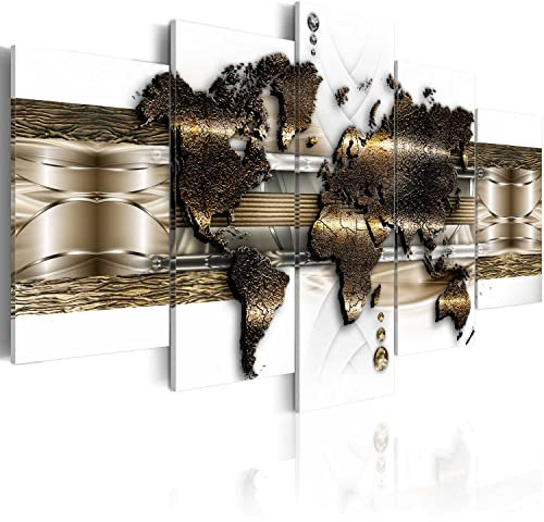 B&D XXL Acrylglasbild Weltkarte 200x100 cm 5 Teilig Wandbild auf Acryl Glasbilder Kunstdruck Moderne Acrylglas Platte Wanddekoration Geschenke Heimdekoration Glasbild Landkarte Reise weiß World Map