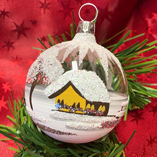 Generisch Christbaumkugel Mini Glas-Kugel Weihnachtskugel Baumbehang Handarbeit Lauscha, : transparent - Weiss