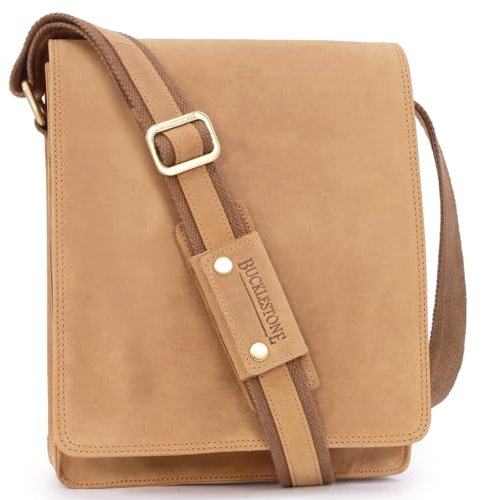 Bucklestone - Bolso Bandolera de Piel Mediano - Messenger Bag de Trabajo - Bolso de Hombro A4 - Per documenti A4 e tablet - Warwick - Tostado