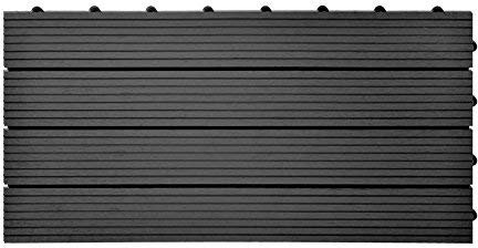 euroharry 39 Stück WPC Fliesen Balkonfliesen Terrasse 30x60cm Kunststoff Holzfliesen DIY Balkon Garten Klickfliesen