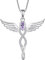 FJ Engelsflügel Kette Damen 925 Sterling Silber Schutzengel Anhänger Halskette Infinity Unendlichkeit Kette Alexandrit Juni Geburtsstein Kette Schmuck Geschenke für Frauen Mädchen