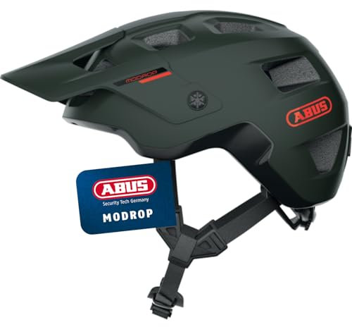 ABUS MTB-Helm MoDrop - robuster Fahrradhelm mit guter Belüftung für Mountainbiker - individuelle Passform - für Damen und Herren - Grün Matt, M