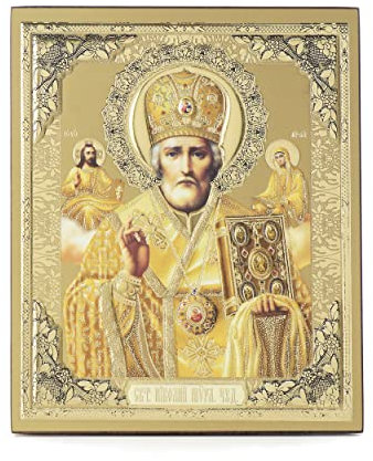 NKlaus Sankt Nikolaus von Myra Holz Ikone 10x12cm christlich orthodox 11417